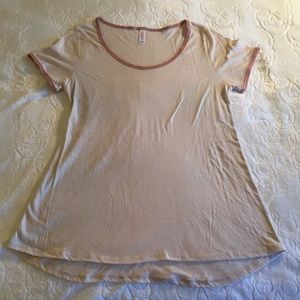 Lularoe classic, cream w/rose trim, NWOT, small